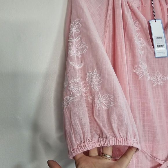 Draper James pink the tie waist midi dress Summer Prarie Romantic Boho Peasant - Picture 9 of 14